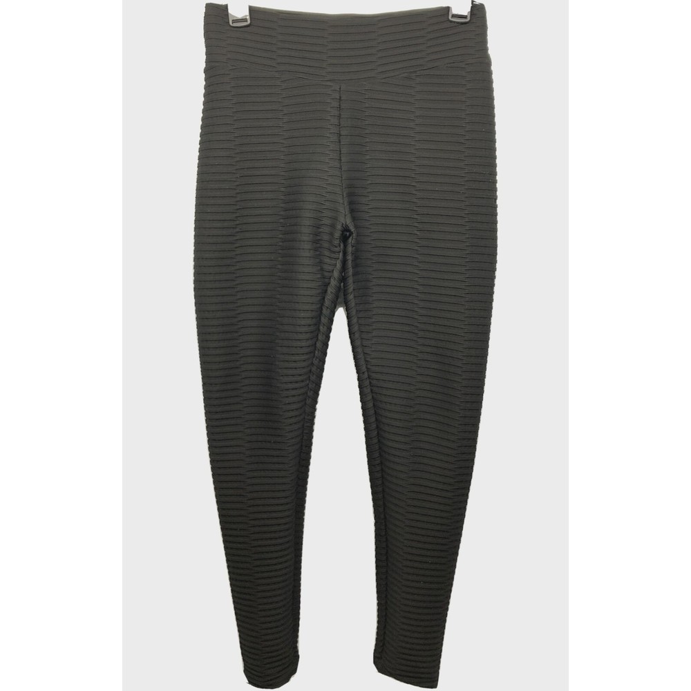 Black Linear Textured Scrunch Leggings / TikTok Leggings XL - Picture 7 of 8